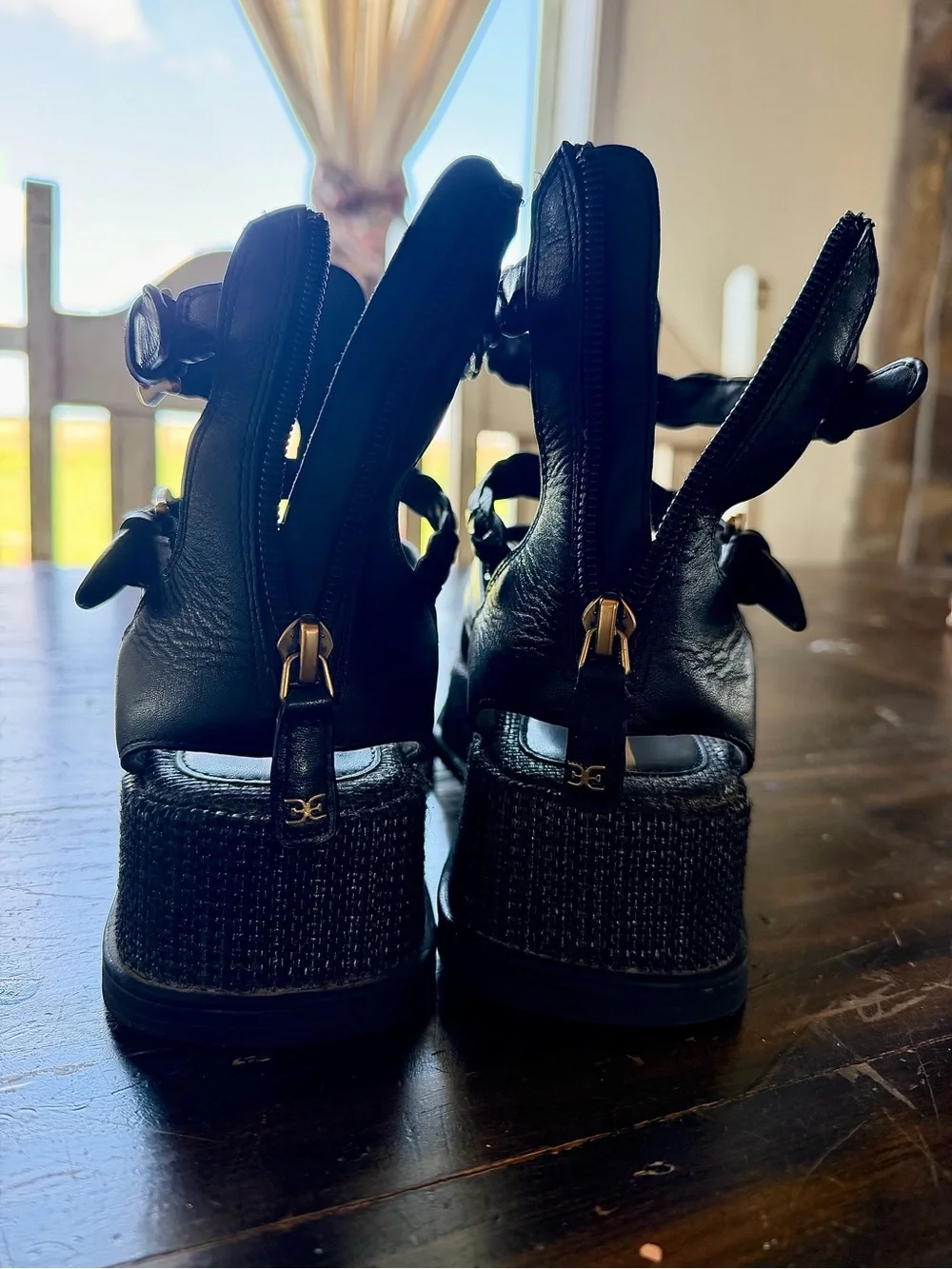 Sam Edelman Black Woven Gladiator Platform Sandals - Women